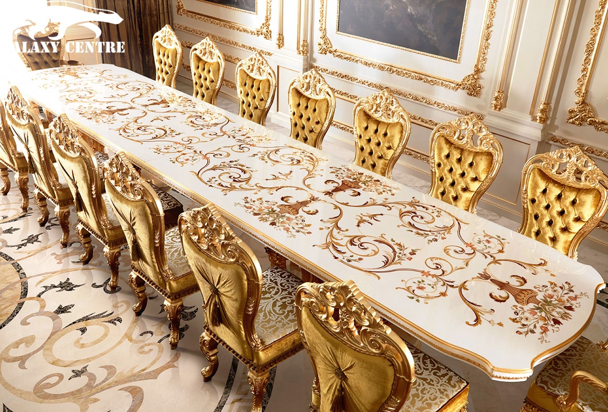 Bộ Bàn Ghế Phòng Ăn Dát Vàng Cao Cấp Versailles Erable
