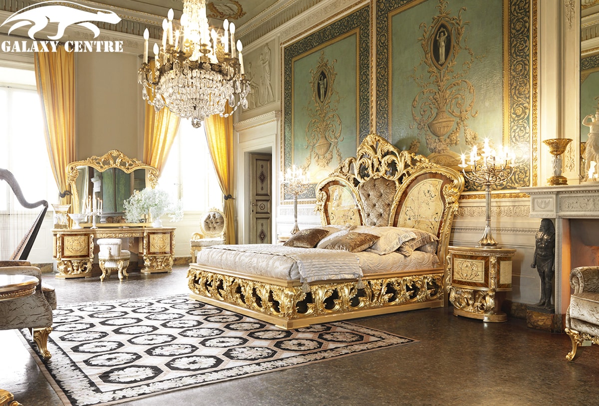 Bộ Giường Ngủ Dát Vàng Hoàng Gia Pháp Xa Hoa Đẳng Cấp Versailles
