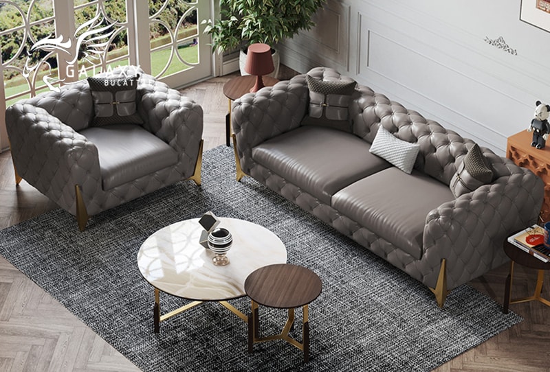 Bộ Sofa Phòng Khách Đẹp Với Da Microfiber Nhập Khẩu Cao Cấp BH-PK-S01